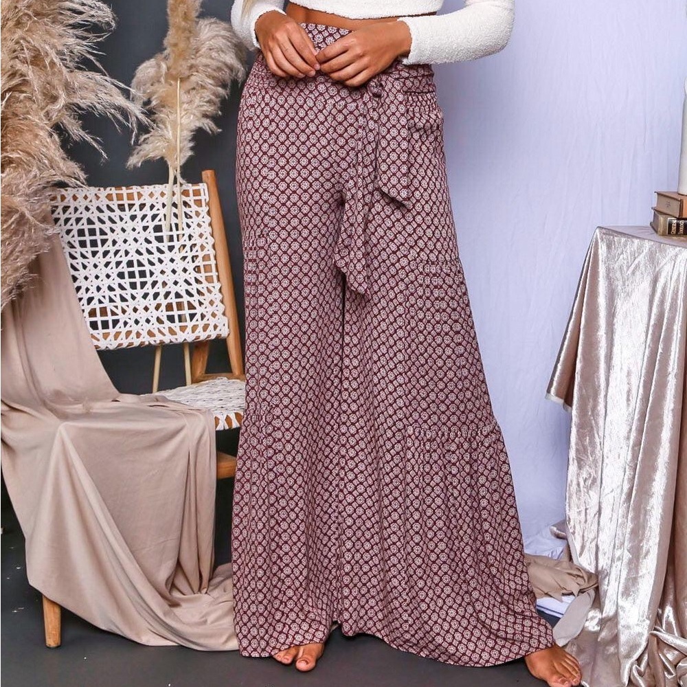 Printed Tiered Wide Leg Pants